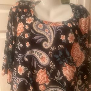 Paisley Grace Boutique top Sz 2x 3x multi color Paisley pattern